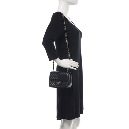 Chanel Lambskin Chevron Quilted Mini Square Flap Black 2 of 11