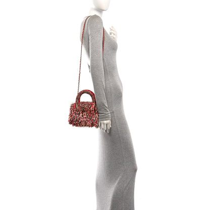 Chanel Raffia Fringe Nano Kelly Shopper Red Beige Black 2 of 11