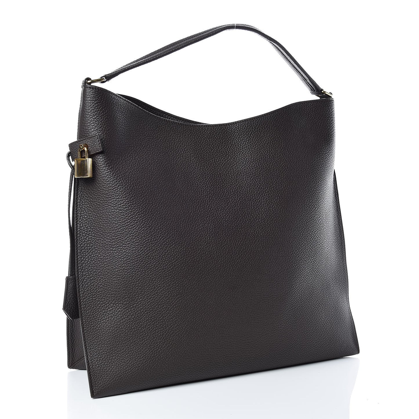 Pebbled Calfskin Large Alix Padlock Zip Hobo Bag Grey