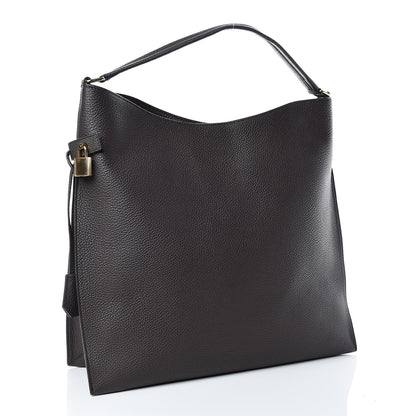 Tom Ford Pebbled Calfskin Large Alix Padlock Zip Hobo Bag Grey 3 of 11