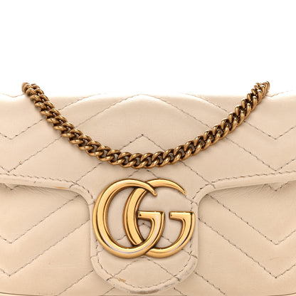 Gucci Calfskin Matelasse Super Mini GG Marmont Shoulder Bag White 8 of 17