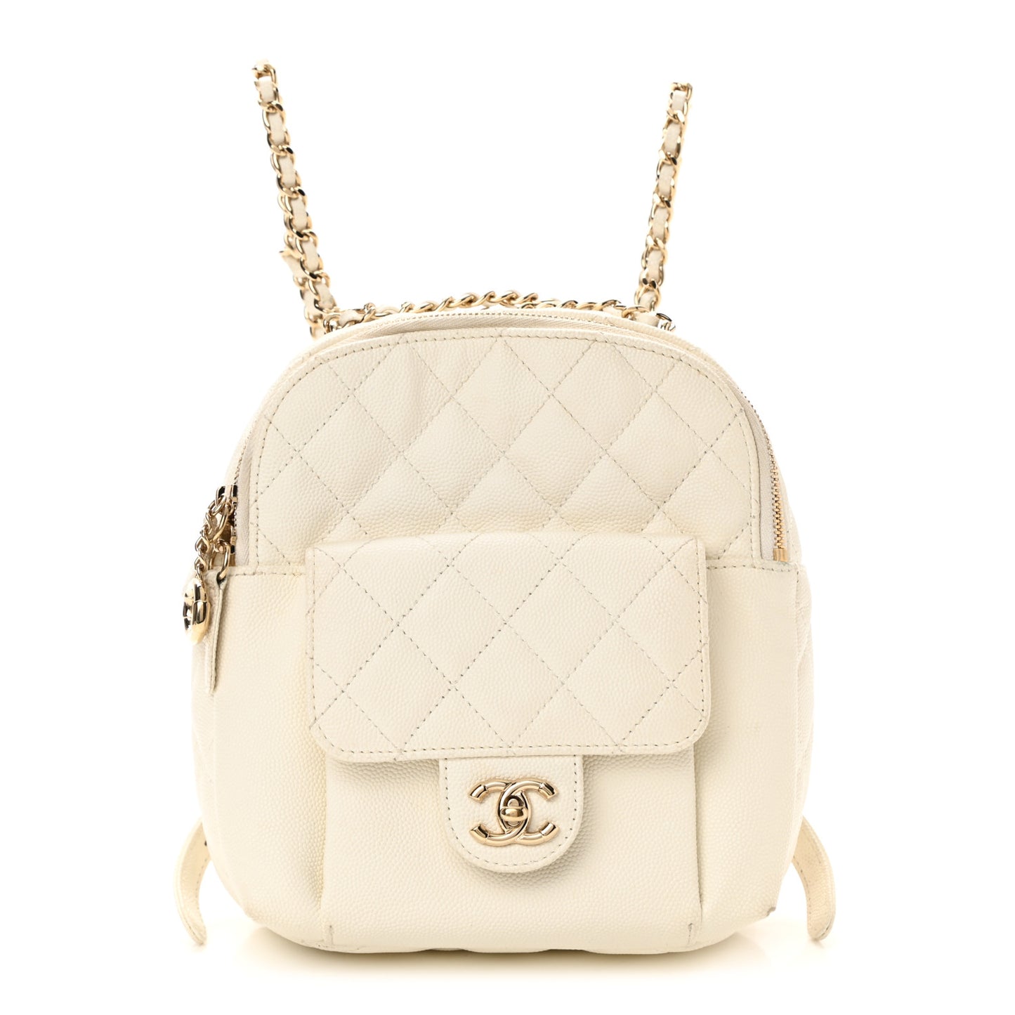 Caviar Quilted Small CC Day Backpack White