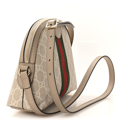 Gucci GG Supreme Monogram Textured Dollar Calfskin Web Small Ophidia Dome Shoulder Beige Mystic White Oatmeal 3 of 10
