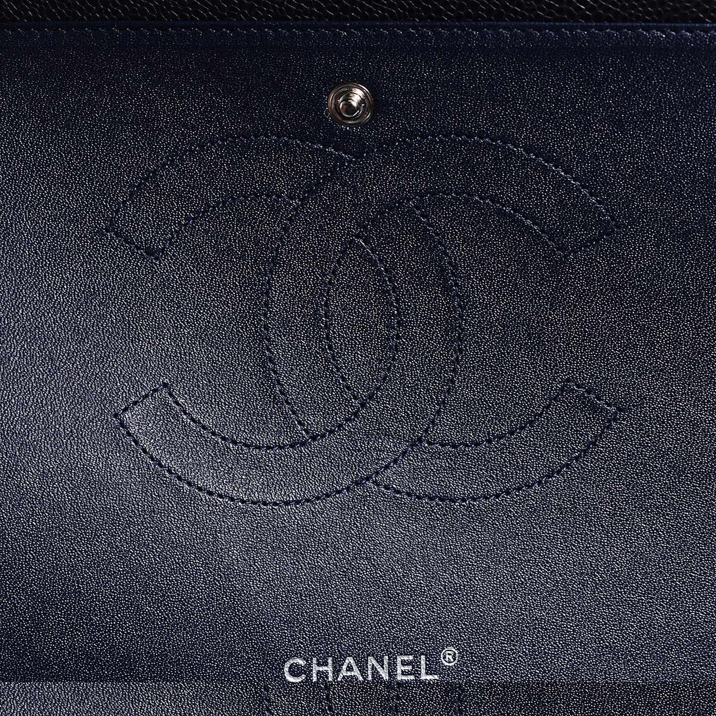 Caviar Quilted Maxi Double Flap Navy Blue