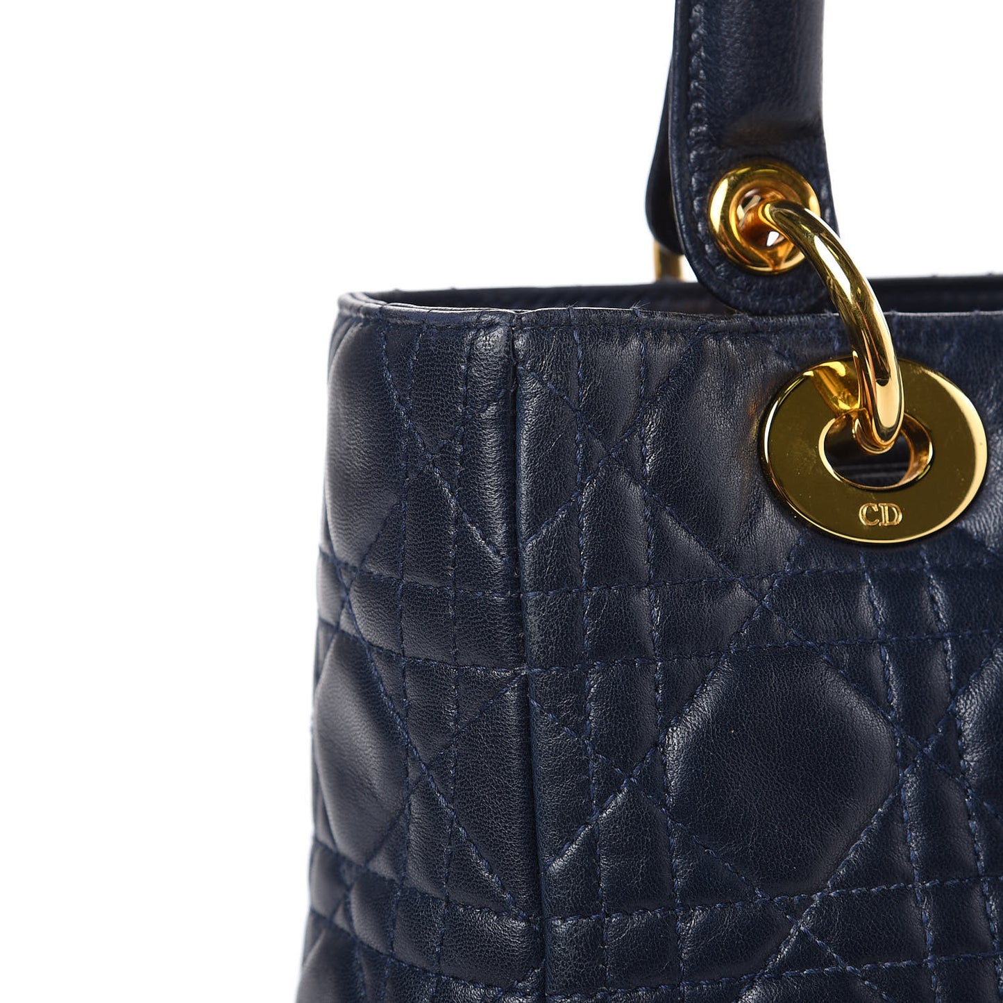 Lambskin Cannage Medium Lady Dior Navy Blue