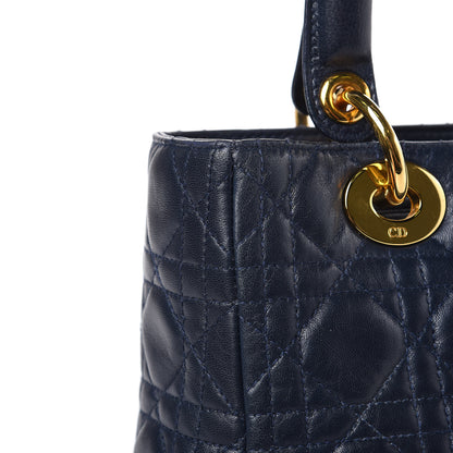 Christian Dior Lambskin Cannage Medium Lady Dior Navy Blue 12 of 17
