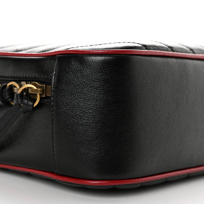 Gucci Vintage Effect Calfskin Matelasse Diagonal Small Torchon GG Marmont Bamboo Top Handle Shoulder Bag Black Romantic Cherry 9 of 10