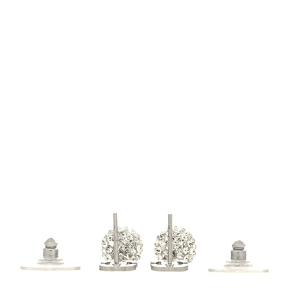 Chanel Crystal CC Drop Earrings White Silver 3 of 4