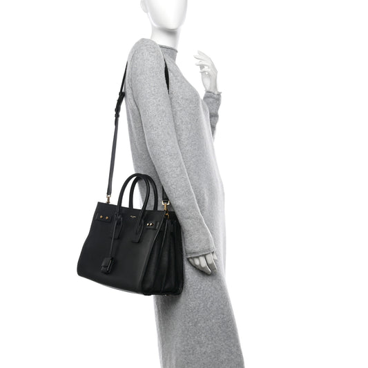 Grained Calfskin Small Supple Sac De Jour Black