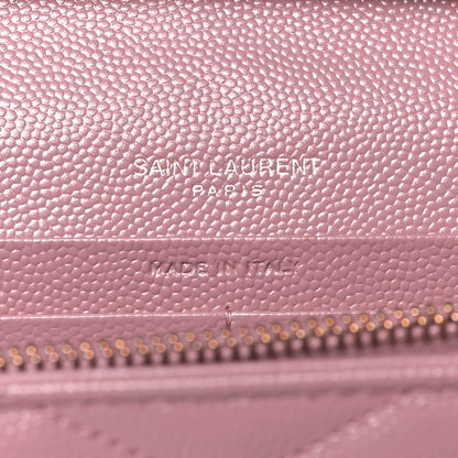 Saint Laurent Grain De Poudre Matelasse Chevron Monogram Chain Wallet Fuxia Couture 6 of 11