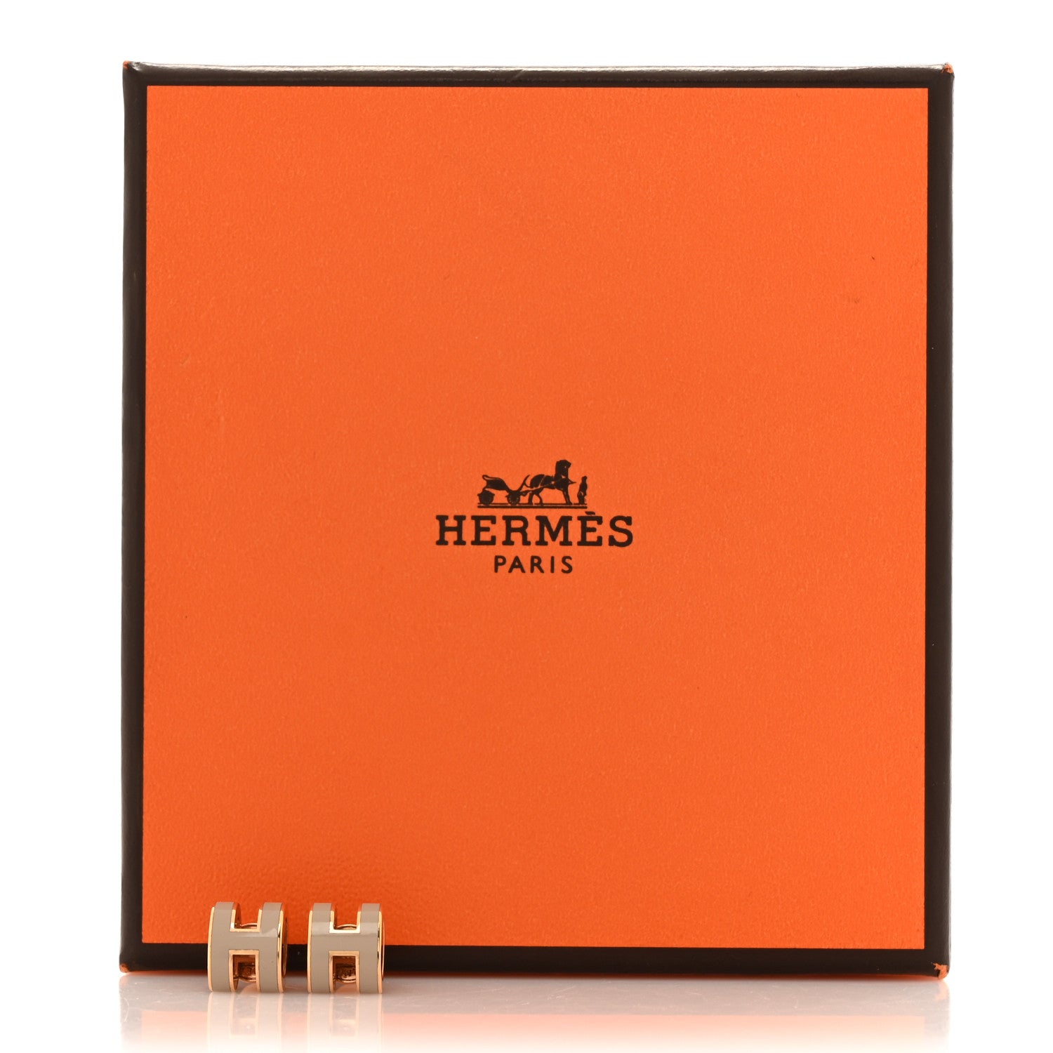 Hermes Gold Lacquered Mini Pop H Earrings Marron Glace 6 of 6