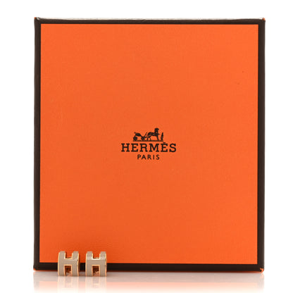 Hermes Gold Lacquered Mini Pop H Earrings Marron Glace 6 of 6
