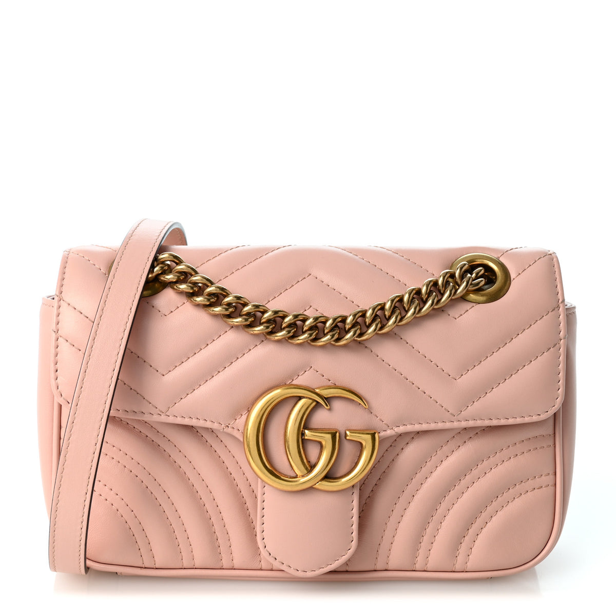 Calfskin Matelasse Mini GG Marmont Shoulder Bag Perfect Pink
