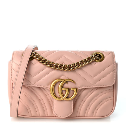 Gucci Calfskin Matelasse Mini GG Marmont Shoulder Bag Perfect Pink 1 of 10