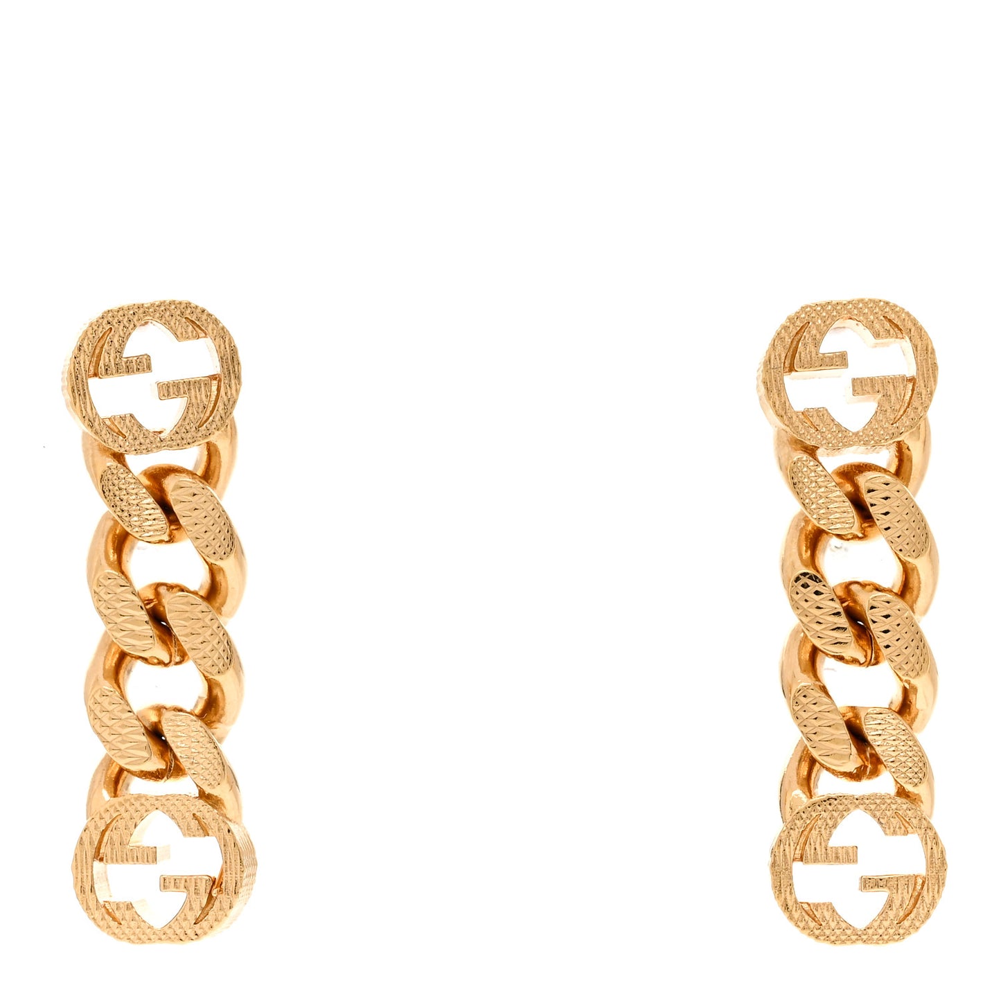 Metal Double Interlocking G Chain Drop Earrings Gold