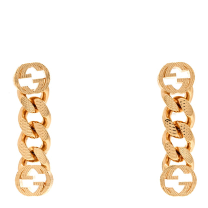Gucci Metal Double Interlocking G Chain Drop Earrings Gold 1 of 3