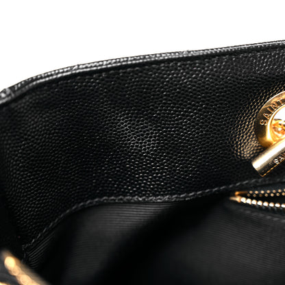 Saint Laurent Grain De Poudre Matelasse Chevron Monogram Shopping Bag Black 12 of 18