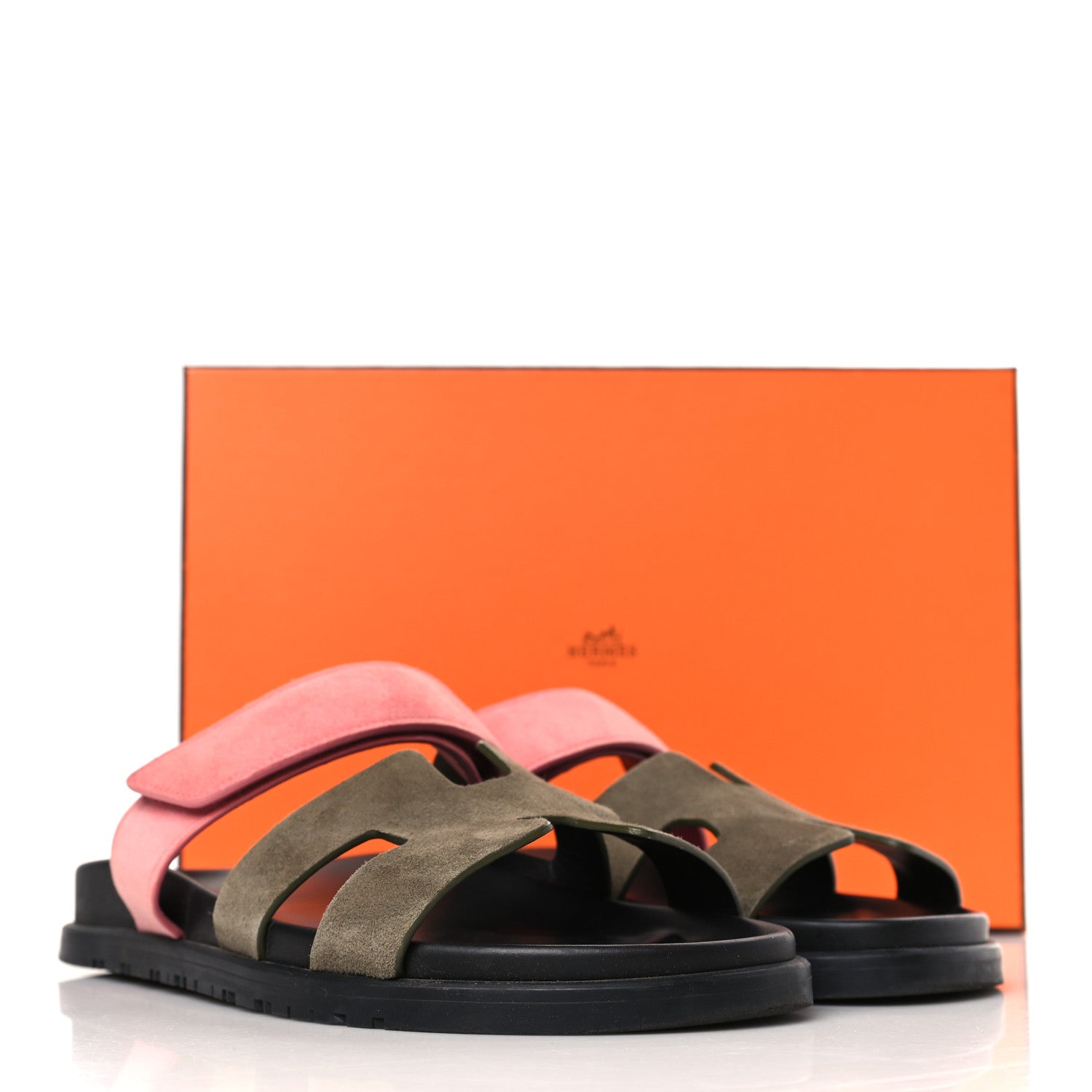 Hermes Suede Goatskin Womens Chypre Sandals 39.5 Toundra Rose Du Desert 8 of 8