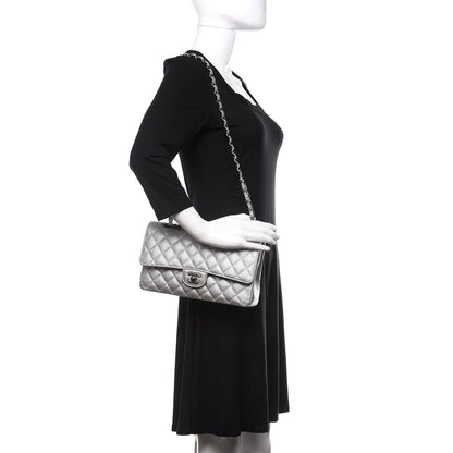 Chanel Metallic Caviar Quilted Medium Double Flap Silver 2 of 12