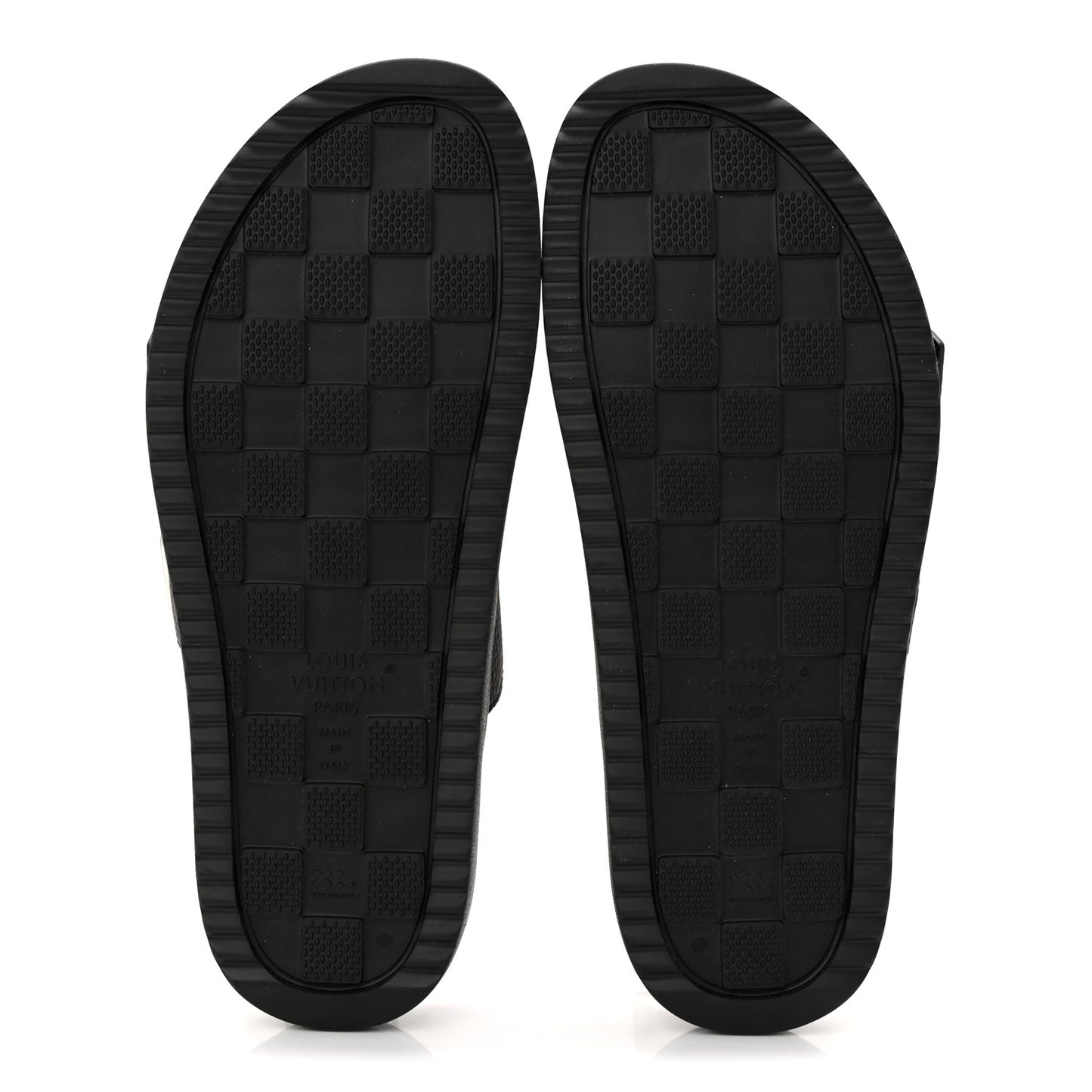Grained Calfskin Embossed Monogram Mens Venice Mule Sandals 11 Black