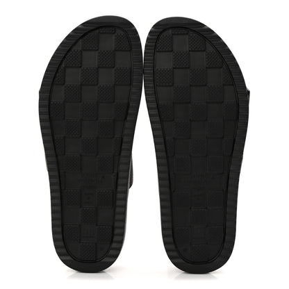 Louis Vuitton Grained Calfskin Embossed Monogram Mens Venice Mule Sandals 11 Black 6 of 9