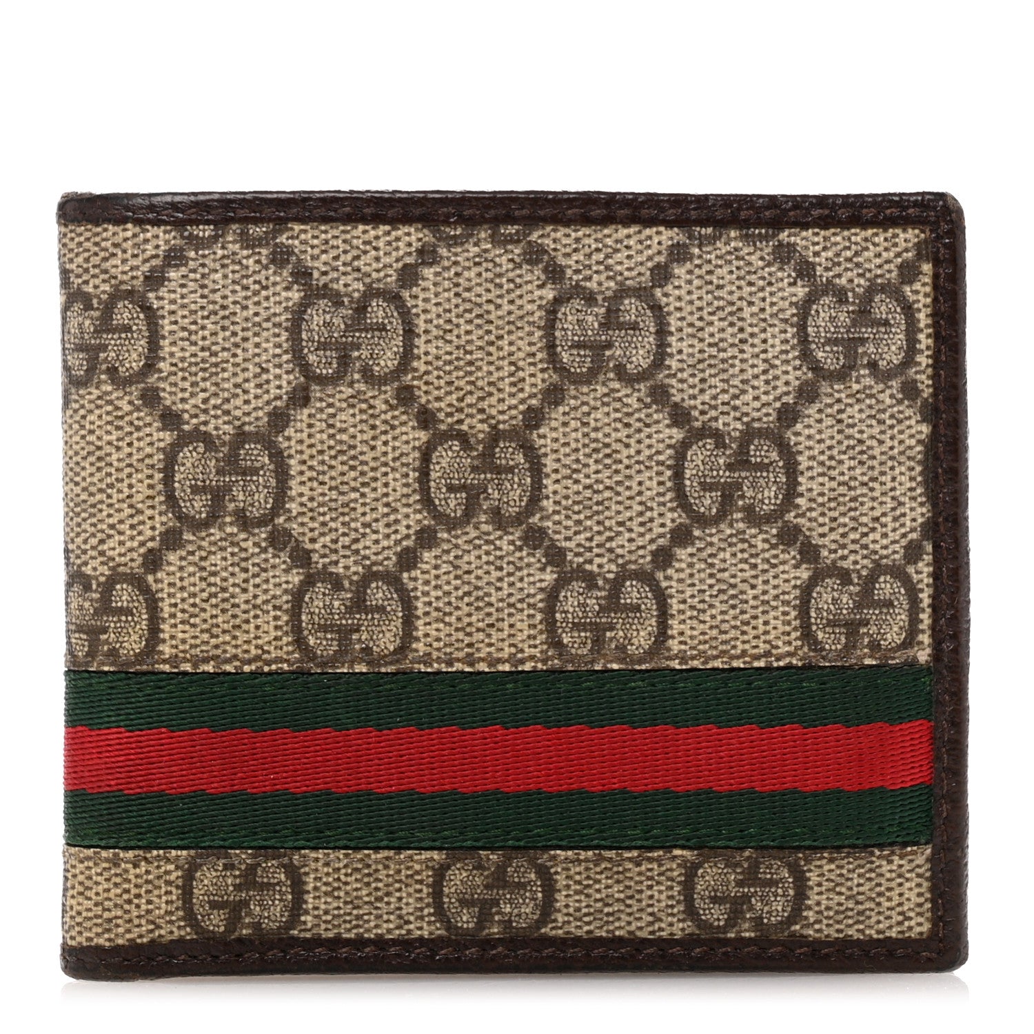 Gucci GG Plus Monogram Web Bi-Fold Wallet Dark Brown 1 of 12
