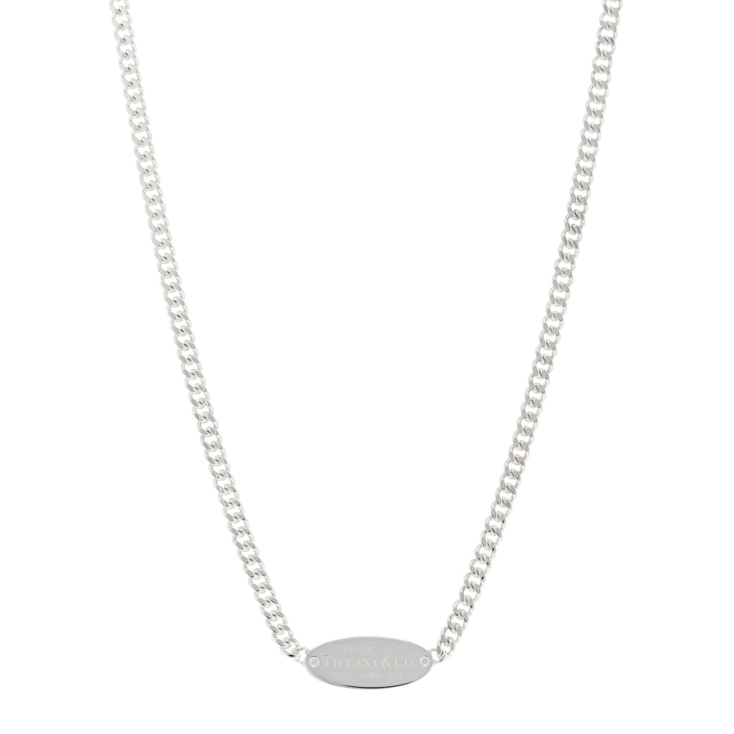 Sterling Silver Diamond Return to Tiffany ID Oval Pendant Necklace