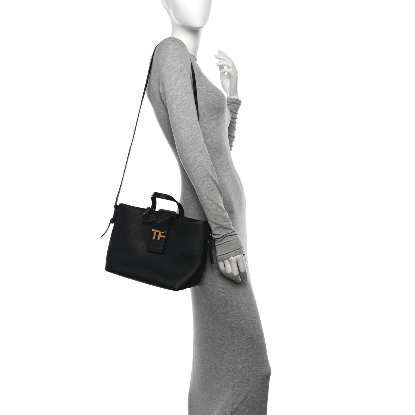 Grained Calfskin Mini TF East West Tote Black