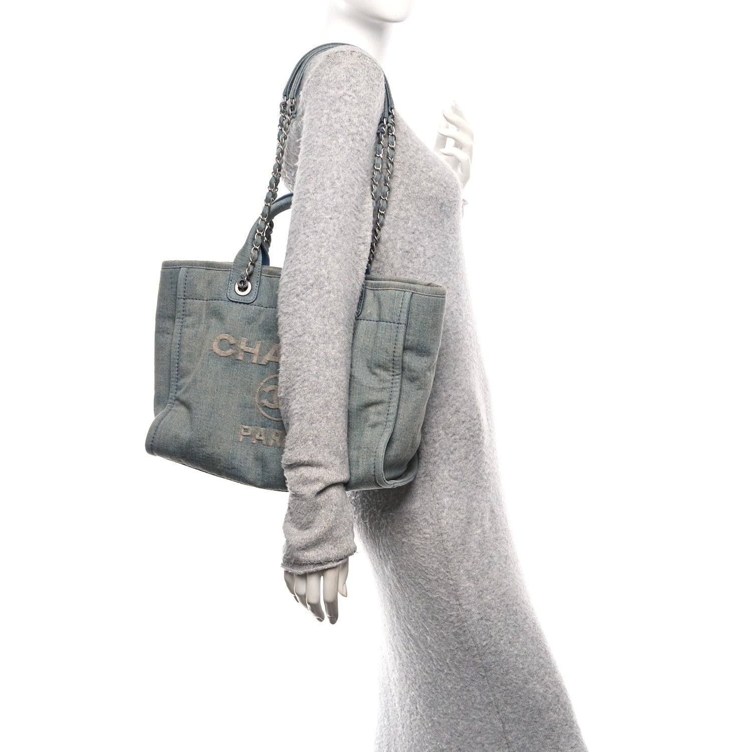 Chanel Denim Small Deauville Tote Light Blue 2 of 11