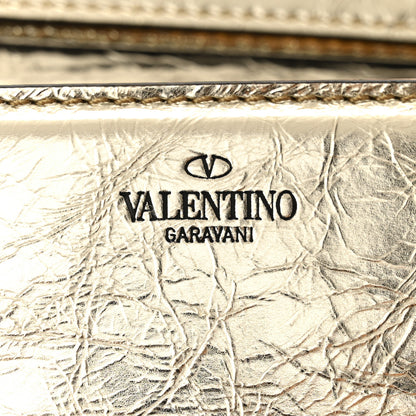 Valentino Garavani Metallic Crackle Effect Calfskin Vlogo Loco Shoulder Bag Platino 6 of 11