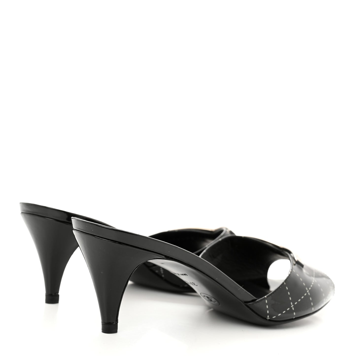Patent Printed Mule Sandals 37.5 Black