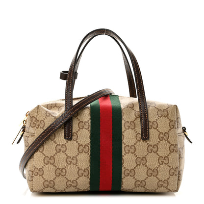 Gucci GG Monogram Web Mini Boston Bag Sand Dark Brown 1 of 11