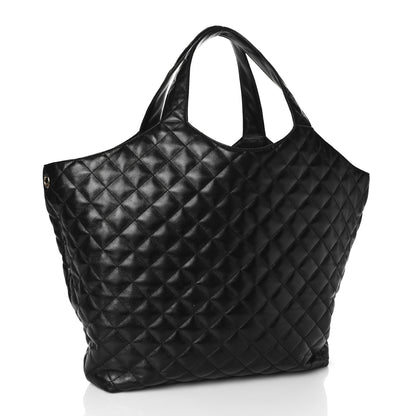 Saint Laurent Lambskin Quilted Maxi Icare Shopping Tote Black 4 of 9