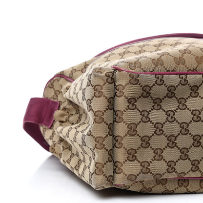 Gucci Monogram Margaux Calfskin Large Diaper Bag Beige Ebony Peonia Flower 10 of 13