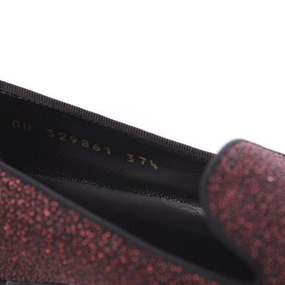 Saint Laurent Metallic Calfskin Smoking Slipper Flat Loafers 37.5 Red Glitter 7 of 8