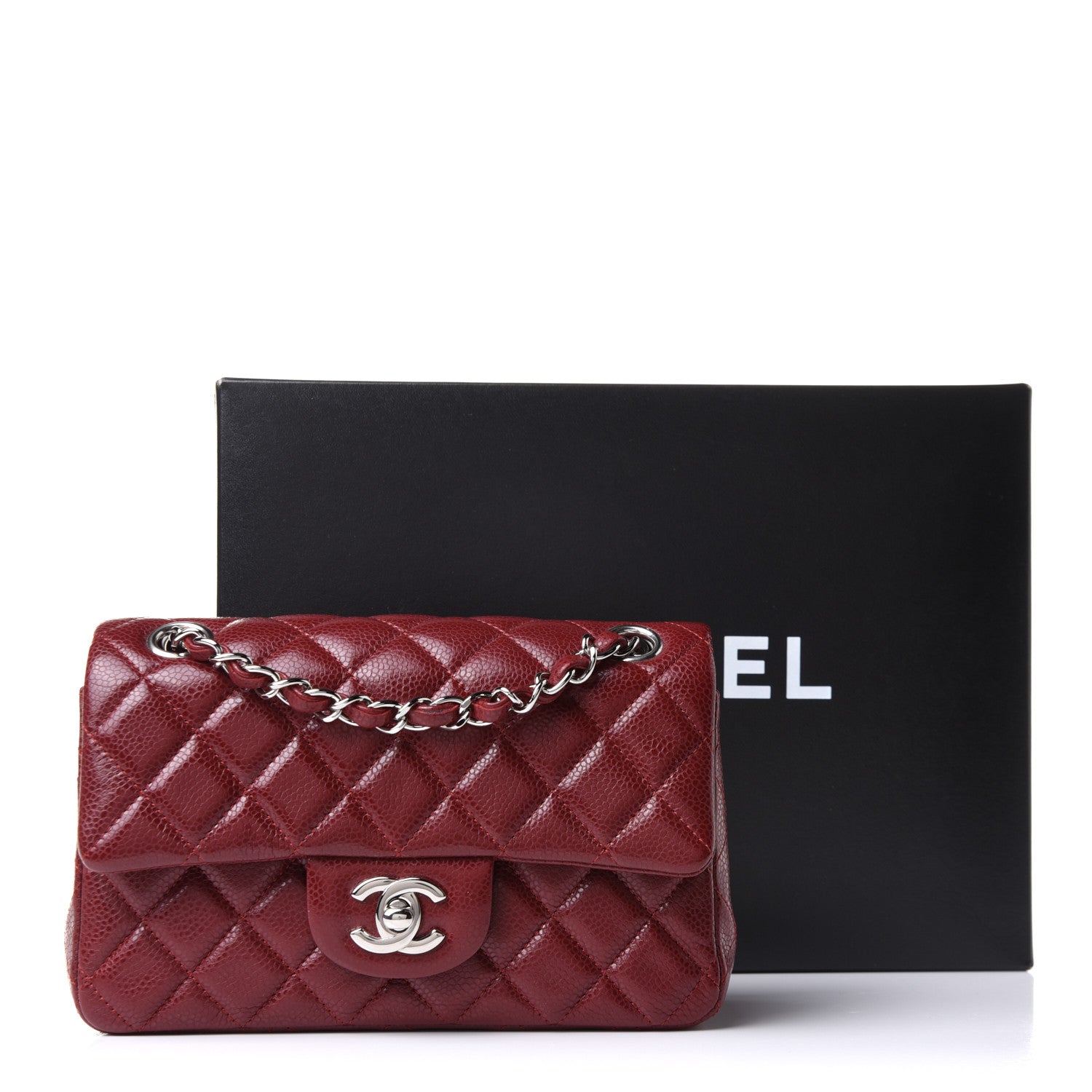 Chanel Caviar Quilted Mini Rectangular Flap Dark Red 11 of 11