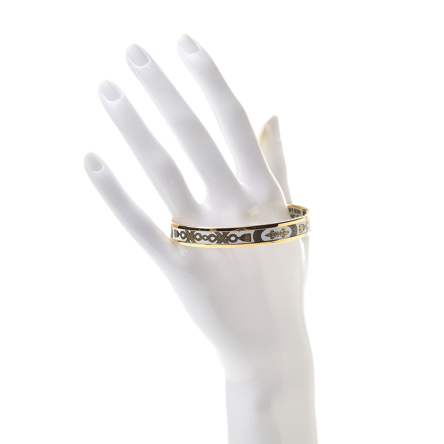Hermes Enamel Printed Grand Apparat Narrow Bracelet 65 White 2 of 5