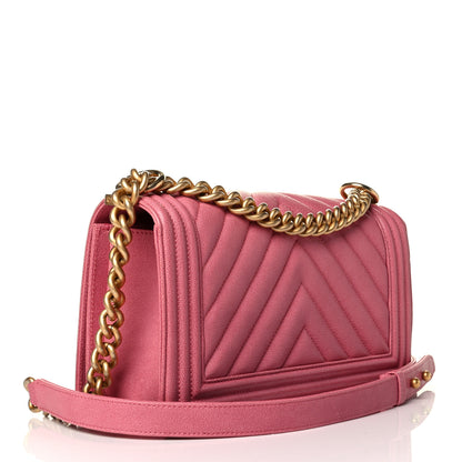 Chanel Caviar Chevron Quilted Medium Boy Flap Pink 2 of 5