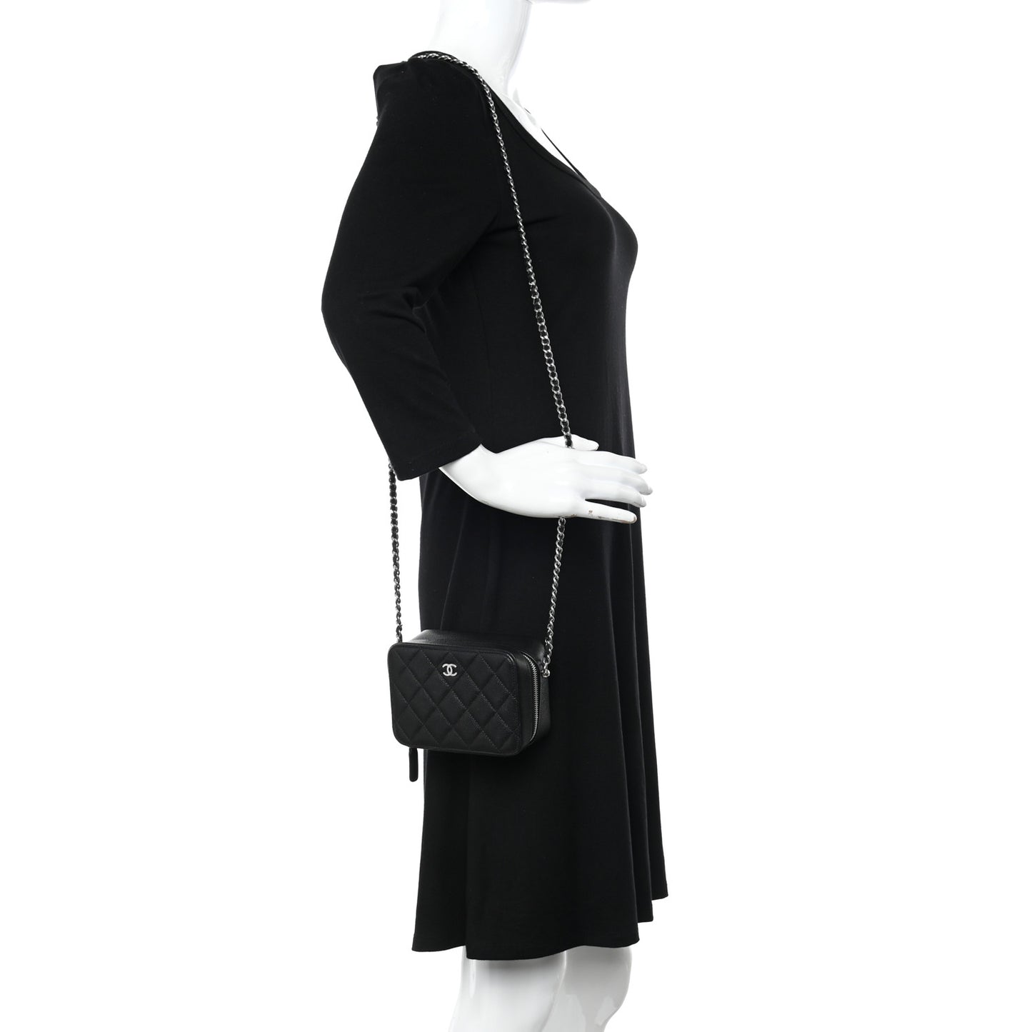 Caviar Quilted Camera Bag Black