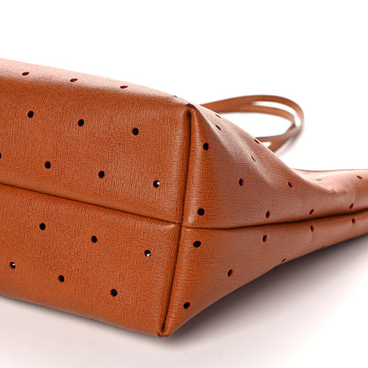Fendi Vitello Zucca Perforated Medium Roll Tote Miel Rosso Tobacco 10 of 13