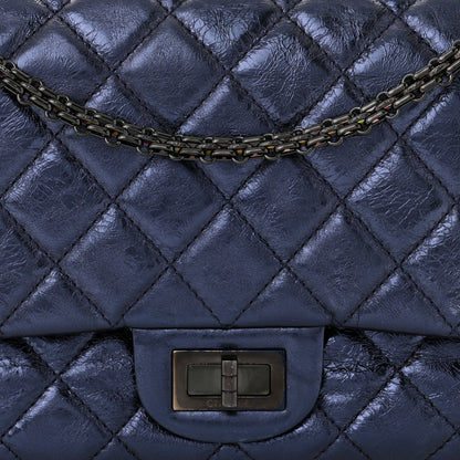 Chanel Metallic Aged Calfskin Quilted 2.55 Reissue 227 Flap Dark Navy Blue 8 of 11