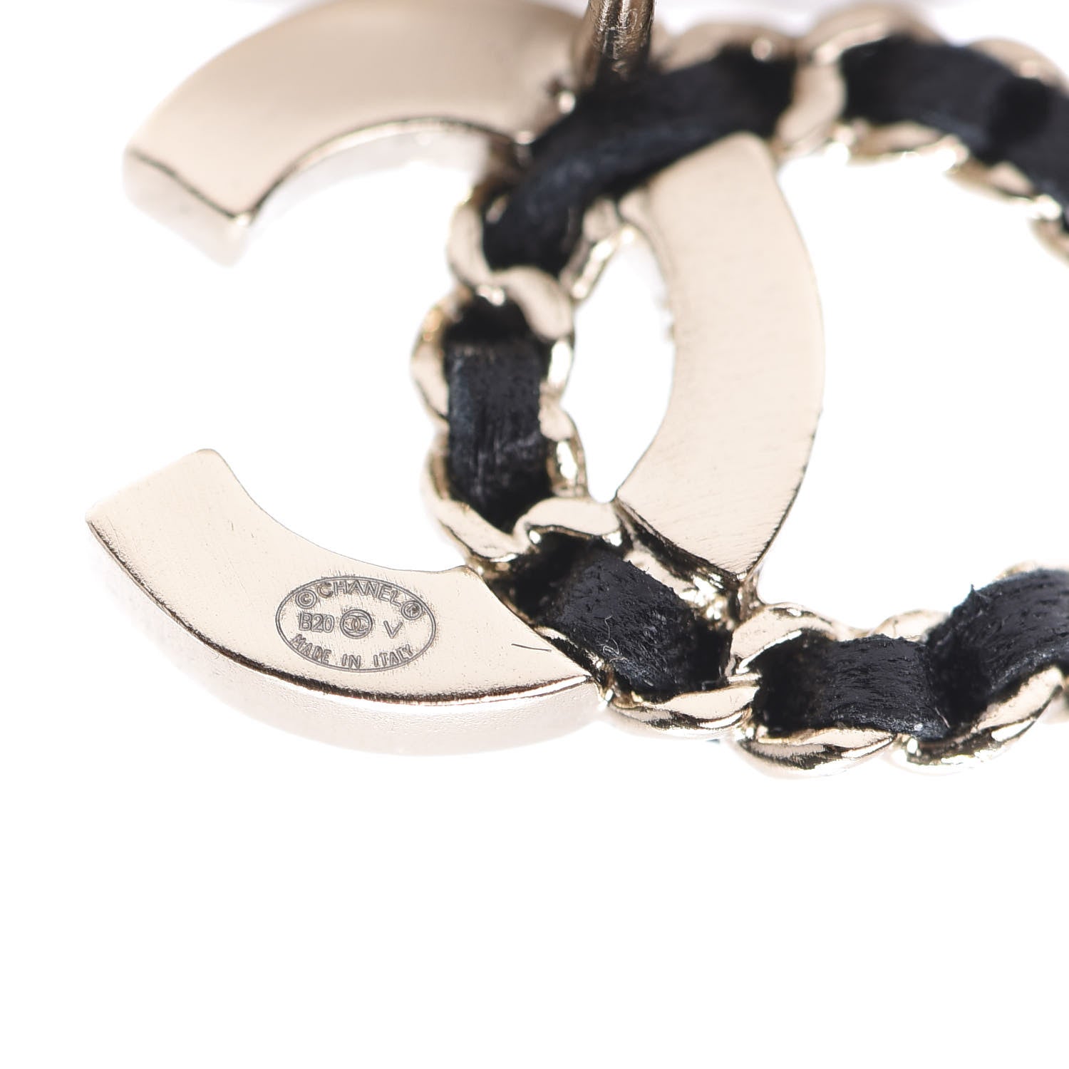 Chanel Crystal Baguette Lambskin Chain CC Vintage Allure Stud Earrings Black Gold 4 of 4