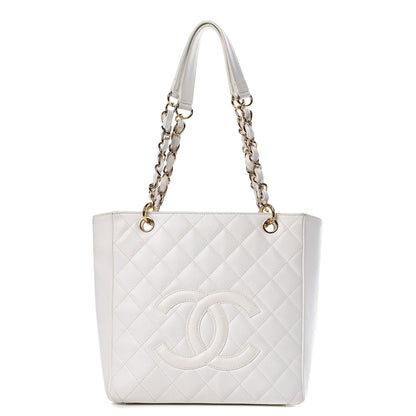 Chanel Caviar Quilted Petit Shopping Tote PST White 1 of 19