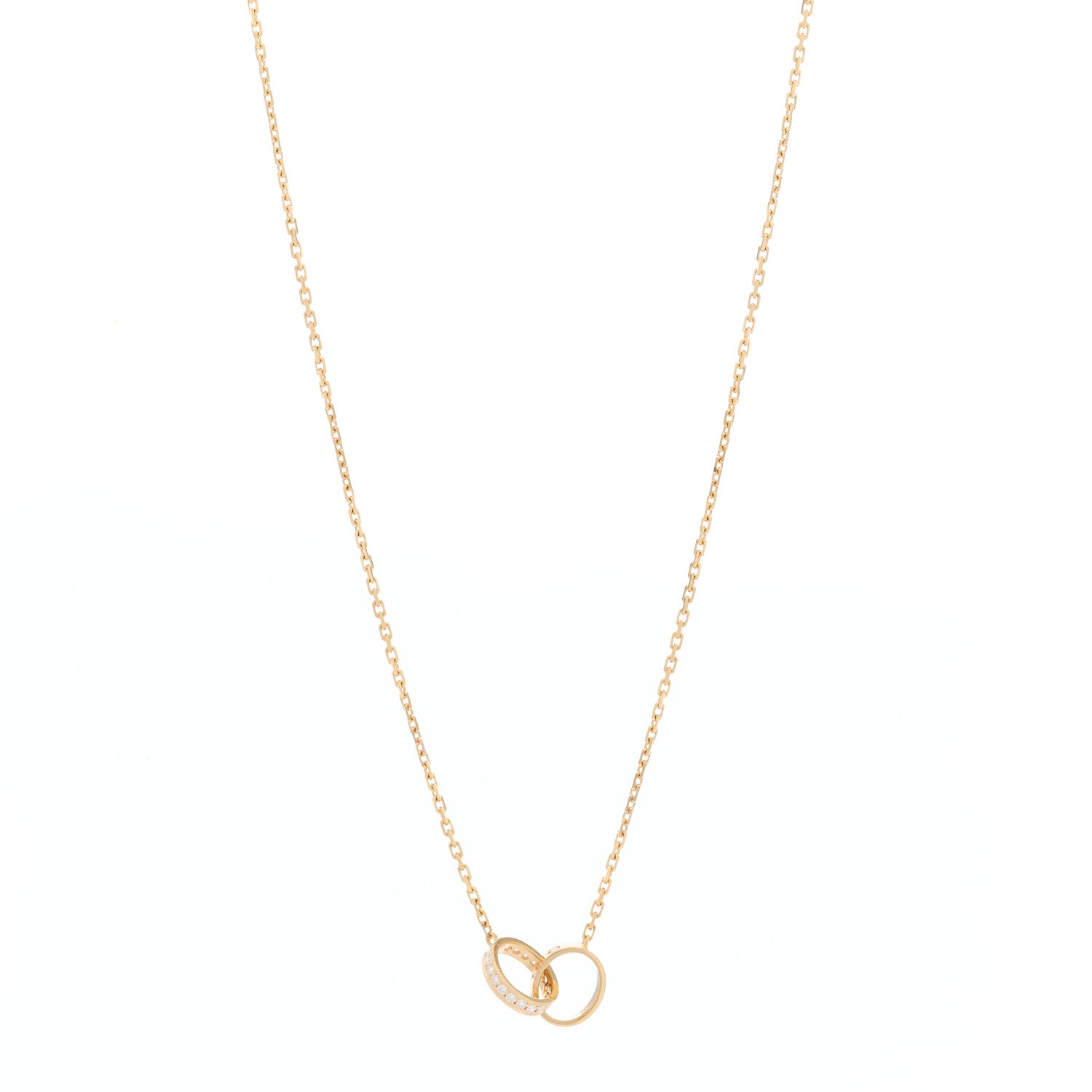Cartier 18K Pink Gold Diamond Interlocking LOVE Necklace 1 of 10