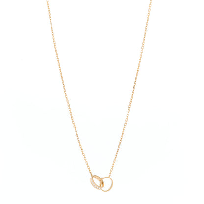 Cartier 18K Pink Gold Diamond Interlocking LOVE Necklace 1 of 10