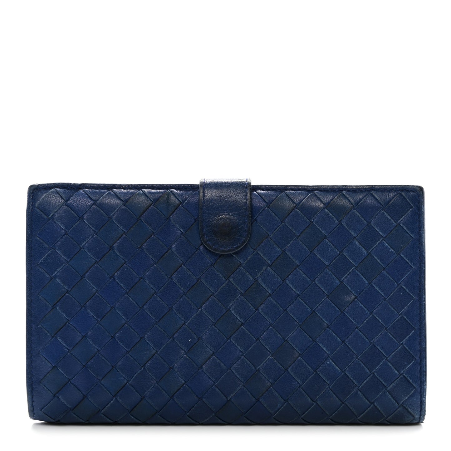 Nappa Intrecciato Continental Snap Wallet Cobalt