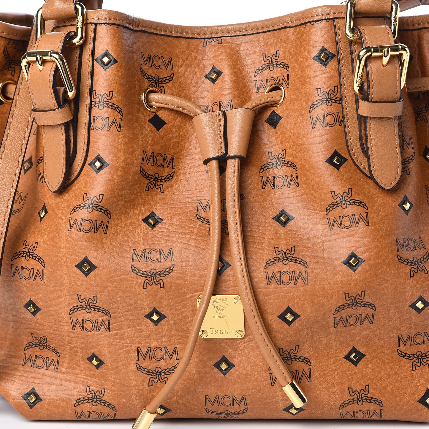 Visetos Studded Small Drawstring Shopper Cognac