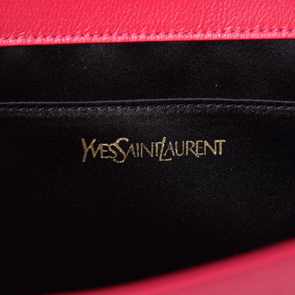 Saint Laurent Calfskin Monogram Large Belle De Jour Clutch Lipstick Fuchsia 6 of 7