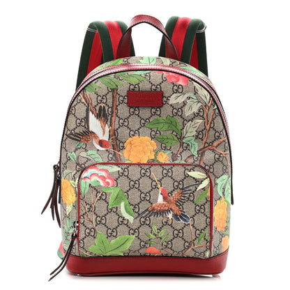 Gucci GG Supreme Monogram Tian Web Small Day Backpack Beige Multicolor Red 1 of 9