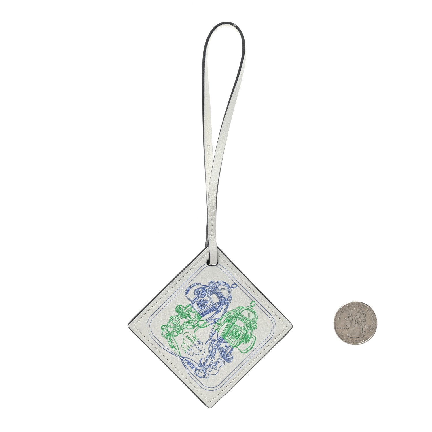 Hermes Swift Carre Nano Bag Charm White Bleu Royal Bambou 2 of 3